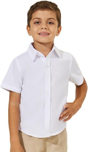 Styli Boys 2111330536 Solid Short Sleeve Button Down Shirt