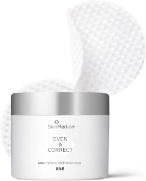 SkinMedica Even & Correct Brightening Treatment Pads For Face Exfoliating, 10% Glycolic Acid Pads That Are Retinol-Free, Alcohol-Free and Hydroquinone-Free, 60 Ct