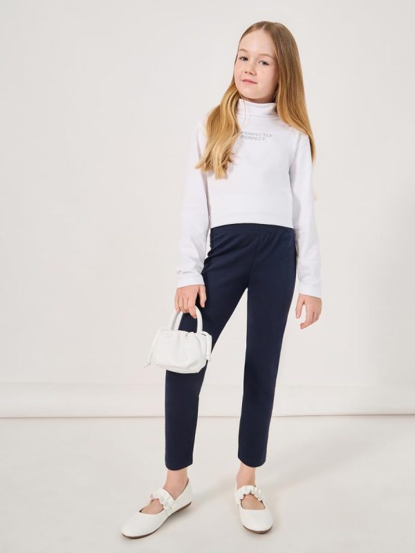 ⁦Styli Girls Solid Elastic Waistband Leggings⁩ - الصورة ⁦3⁩