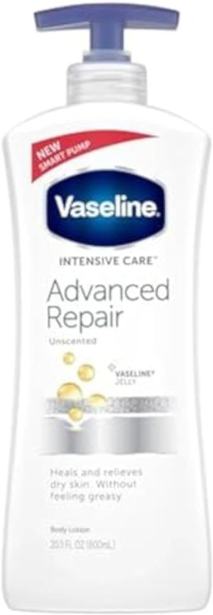 Vaseline Intensive Care Advanced Repair lightly Scented Repair Heals Dry Skin 600ml (U.K Product Imported)