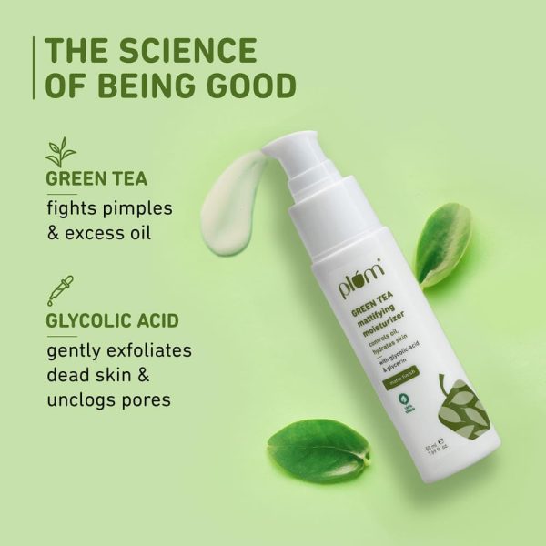 ⁦Plum Green Tea Mattifying Moisturizer Cream For Face 100% Vegan, 50ml⁩ - الصورة ⁦4⁩