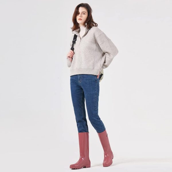 ⁦planone Tall rain Boots for Women and Waterproof Garden Shoes，Anti-Slipping Rainboots for Ladies with Comfortable Insoles，Stylish Light rain Shoes and Outdoor Work Shoes⁩ - الصورة ⁦2⁩