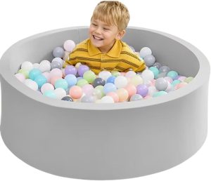 Beauenty Foam Ball Pit for Toddlers,35.5"x 11.9"Baby Ball Pit with Soft Memory Sponge,Indoor Outdoor Baby Playpen, Play Ball Pool for Infants Boys and Girls(Gray,NO Balls)