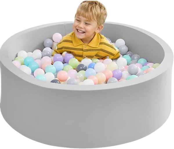 Beauenty Foam Ball Pit for Toddlers,35.5"x 11.9"Baby Ball Pit with Soft Memory Sponge,Indoor Outdoor Baby Playpen, Play Ball Pool for Infants Boys and Girls(Gray,NO Balls)