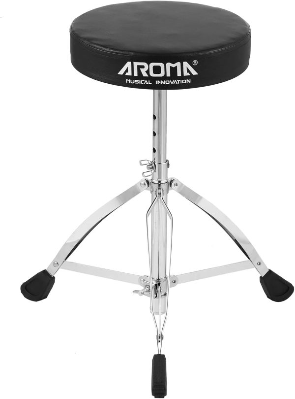 Morelian Universal Drum Throne Round Padded Drum Seat Stool -braced Stainless Steel Legs Anti-slip 5 Levels Adjustable Height for Adult Drummers