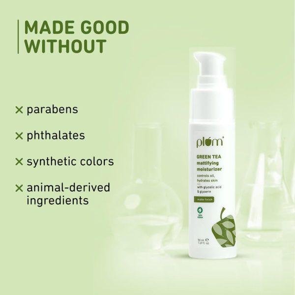 ⁦Plum Green Tea Mattifying Moisturizer Cream For Face 100% Vegan, 50ml⁩ - الصورة ⁦8⁩