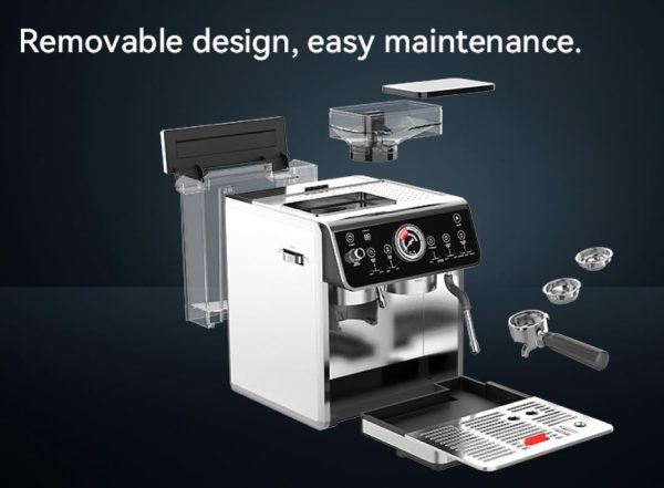 ⁦Espiritu Double Boiler Espresso Coffee Machine, Professional Compact Grinder 30 Degree Grinding, Professional Touch Interface with Bar Counter, 2.7L Water Tank, 250g Coffee Tank, 2800W⁩ - الصورة ⁦8⁩