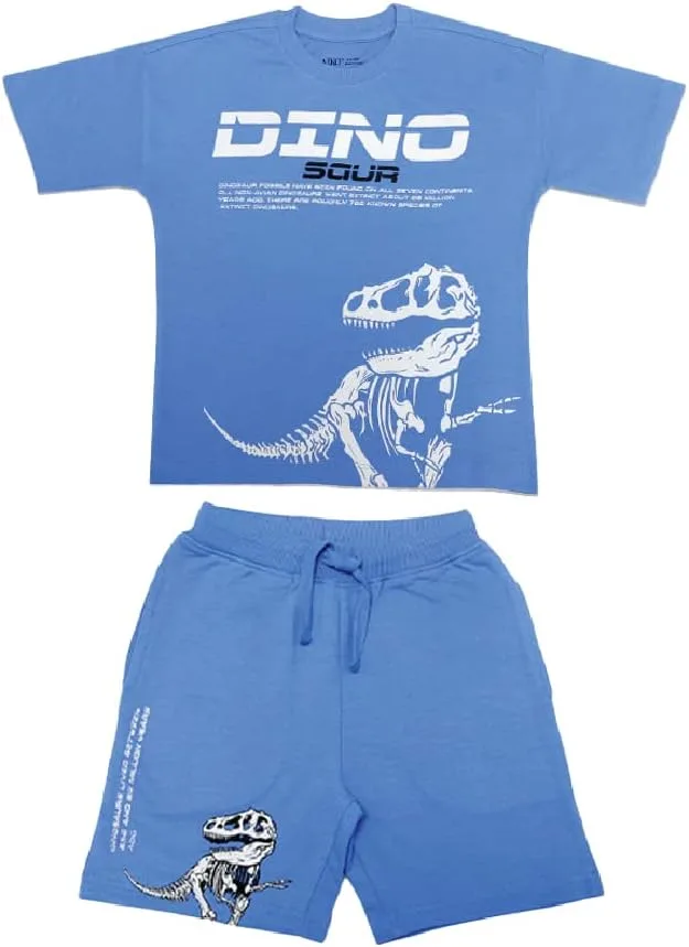 Aiko-boys stylishprinted t-shirt & short pant set-3-4y - blue, 3-4 Years