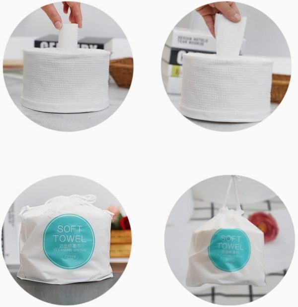 ⁦KASTWAVE Disposable Face Towel for Dry and Wet Use, 100% Cotton Facial Tissue, Ultra Thicked Facial Cleansing Towels, Multi-Purpose Dry Wipes for Makeup Removing, Sensitive | Baby Skincare⁩ - الصورة ⁦4⁩