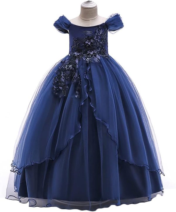 ⁦Off Shoulder Flower Girls Long Dress Wedding Party Prom Ball Gowns Bridesmaid Dresses⁩ - الصورة ⁦4⁩