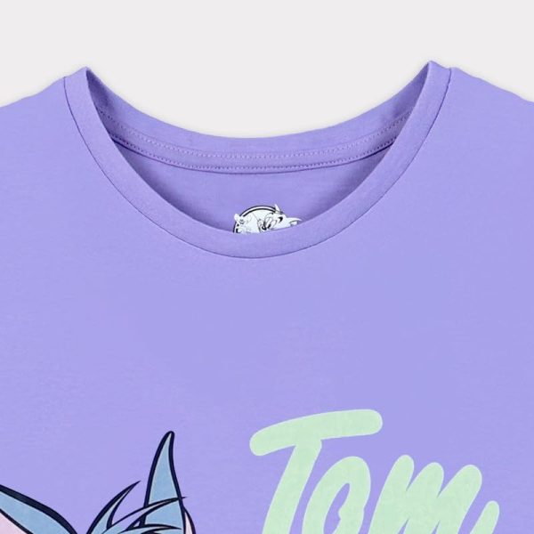 ⁦Warner Bros Girls Warner Bros. Tom & Jerry Kids Girls Short Sleeves T-Shirt Western (pack of 1)⁩ - الصورة ⁦3⁩