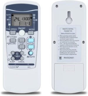 WDZP RKX502A001 Remote Control for Mitsubishi Air Conditioner Also Compatible with RKX502A001B RKX502A001C RKX502A001F RKX502A001G RKX502A001P RKX502A001S RKX502A017A RKT502A420 RKW502A200B