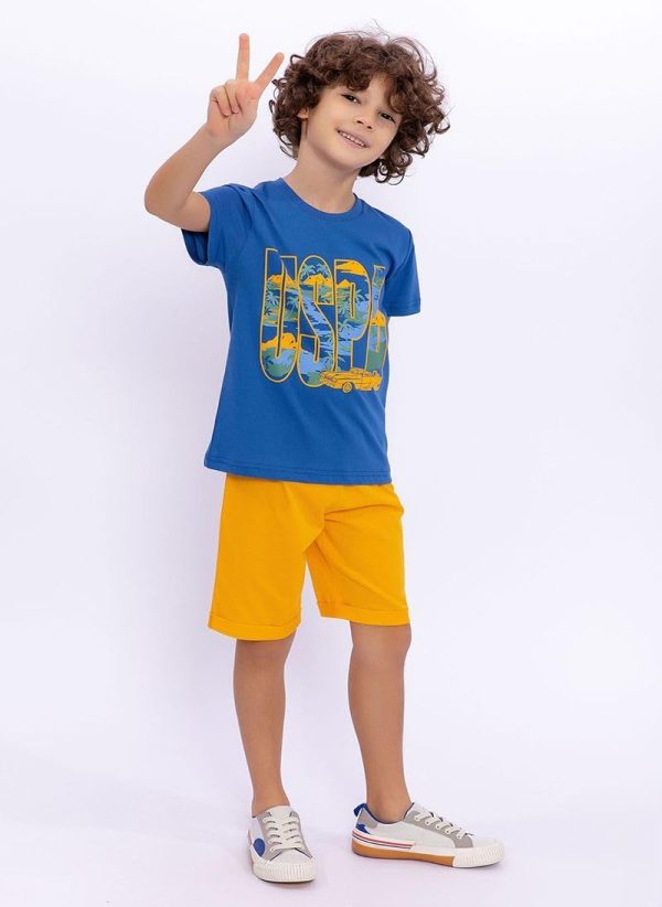 ⁦U.S. POLO ASSN. Boys Cobalt Bermuda Set⁩ - الصورة ⁦2⁩