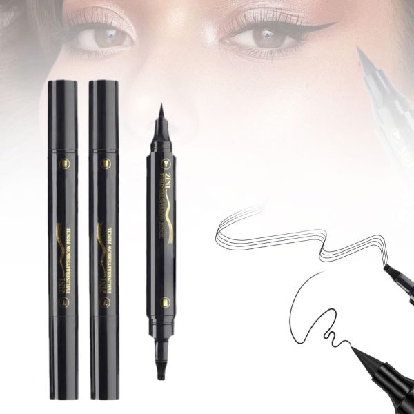 NALACAL Eyebrow Contouring Pen, Upgrade Pencil 2-in-1 Waterproof and Long Lasting Liquid Eyebrow Pencils, Microblading Eyebrow Makeup for Natural Looking Eyebrows Pencil Dark Brown (2Pcs)