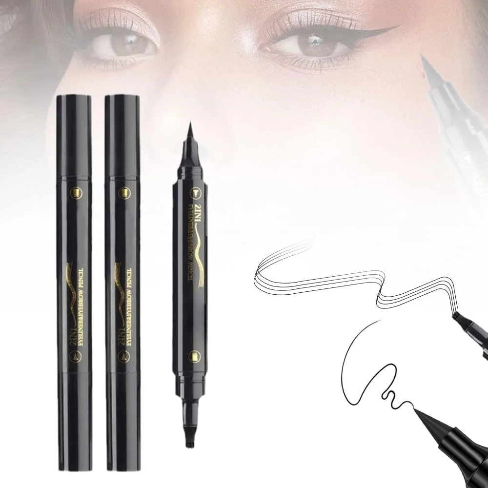 NALACAL Eyebrow Contouring Pen, Upgrade Pencil 2-in-1 Waterproof and Long Lasting Liquid Eyebrow Pencils, Microblading Eyebrow Makeup for Natural Looking Eyebrows Pencil Dark Brown (2Pcs)
