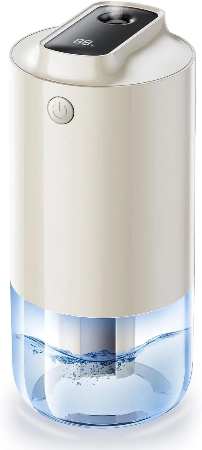 NALACAL Mini Humidifier Portable, Auto-Purification, 250ml Small Cool Mist Humidifier for Car, Baby Bedroom, Travel, Office, Built-in Battery, 2 Mist Modes