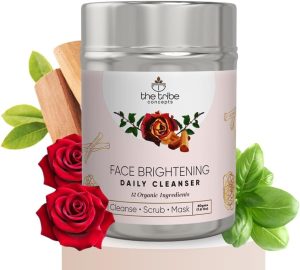 The Tribe Concepts Face Brightening Daily Cleanser, 3-in-1 Cleanser for Face, Scrub for Face & Face Mask, Instant Brightening Glow And Tan & Blackhead Remover, For All Skin Type, 100% Natural - 50 Gm
