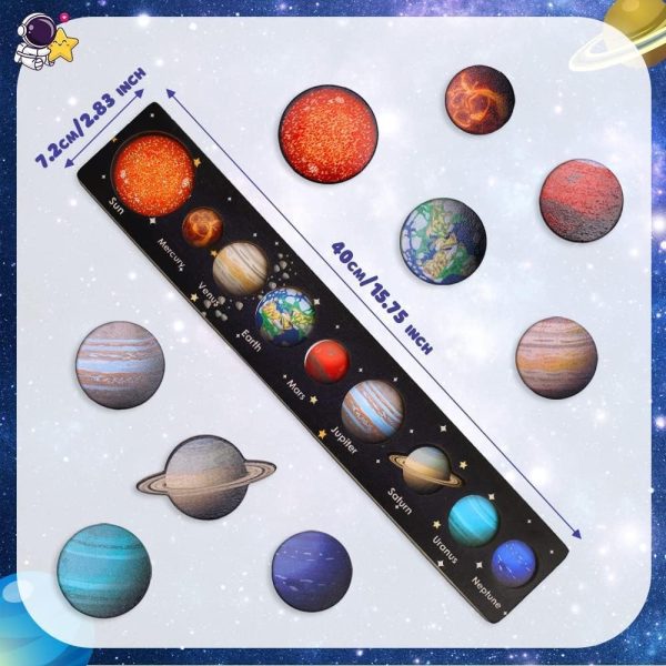 ⁦XICEN Solar System Montessori Wooden Puzzle for Kids 3-5, for 4 5 6 Year Old Boys Girls Birthday Gifts, Learning Educational Space Toys for Toddler Planet Toys(jigsaw)⁩ - الصورة ⁦5⁩
