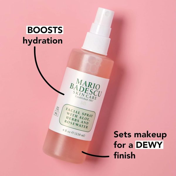 ⁦Mario Badescu Facial Spray Aloe, Rose Water and Cucumber - Green Tea Duo for Face, Neck or Hair, Cooling and Hydrating Face Mist for All Skin Types, Dewy Finish, 4 Fl Oz (Pack of 2)⁩ - الصورة ⁦3⁩