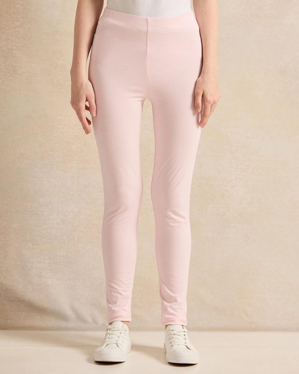 ⁦REDTAG Senior Girls Pink Plain Leggings⁩ - الصورة ⁦4⁩