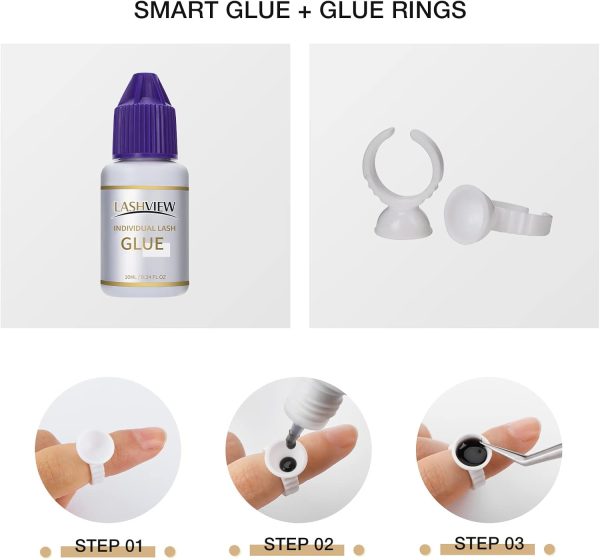 ⁦LASHVIEW Eyelash Extension Kit,Professional Eyelash Mannequin Head Kit with 4pc Removable Eyelids, Lash Kit for Eyelash Extensions Beginners,Training Makeup and Eyelash Graft⁩ - الصورة ⁦6⁩