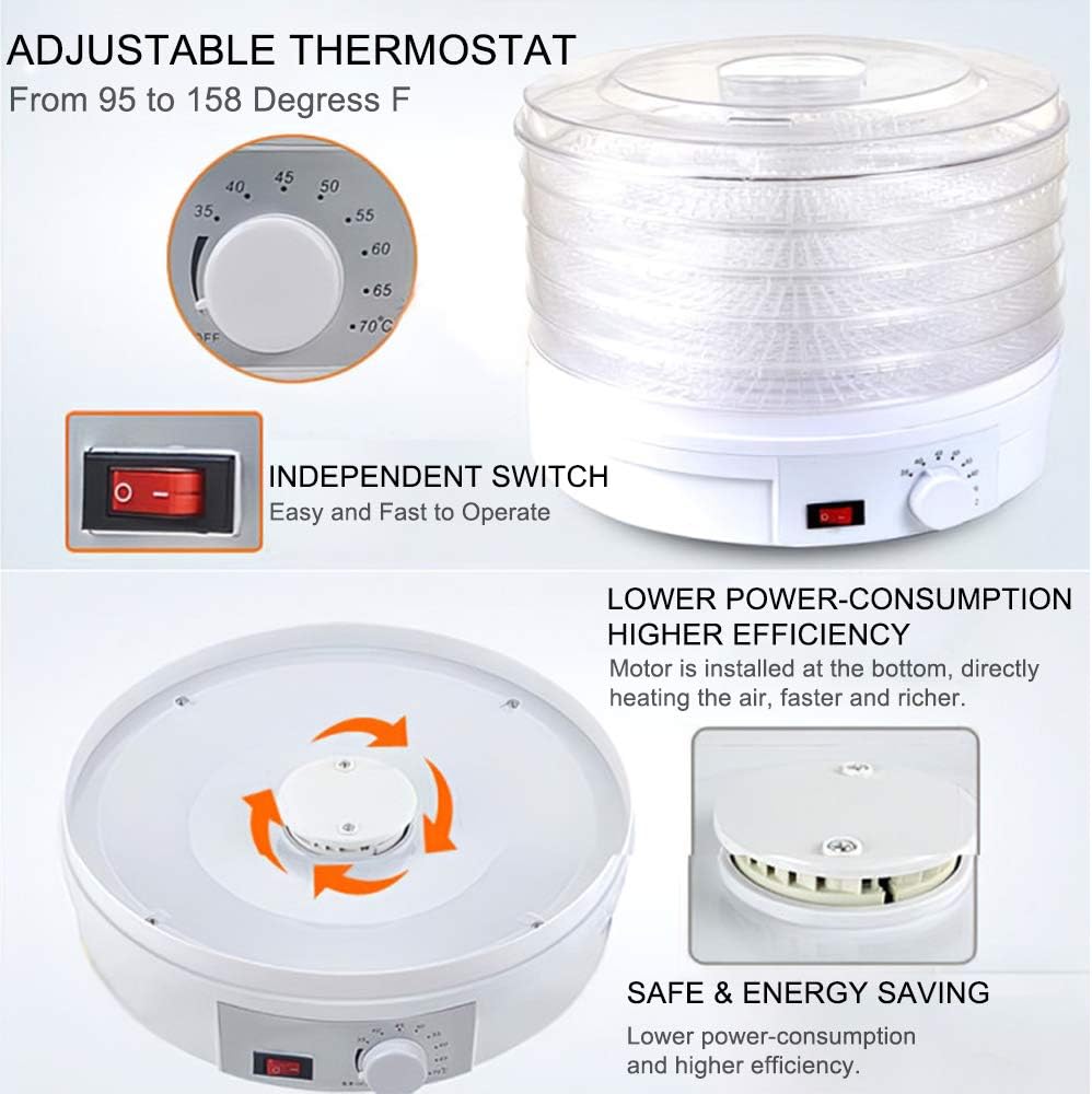 Mingzhe Electric Food Dehydrator hine 5 Tray Ti Fruit Dry Beef Jerky s Dry with Adjustable Thermostat 6 Mingzhe Electric Food Dehydrator hine 5 Tray Ti Fruit Dry Beef Jerky s Dry with Adjustable Thermostat - الصورة 6