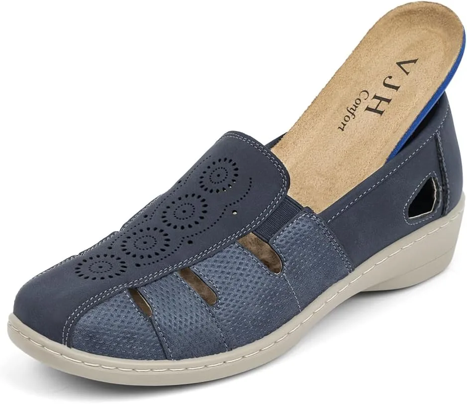 VJH confort Women’s Loafers, Slip-on Round Toe Light Weight Comfort Casual Walking Shoes