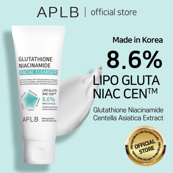 ⁦APLB Glutathione Niacinamide Facial Cleanser | LIPO GLUTA NIAC CEN™ 8.6% 2.71 FL.OZ/Korean Skincare, Cares for Tighten Pores & Sebum, Long lasting nourishment and deep moisture for soft skin⁩ - الصورة ⁦2⁩
