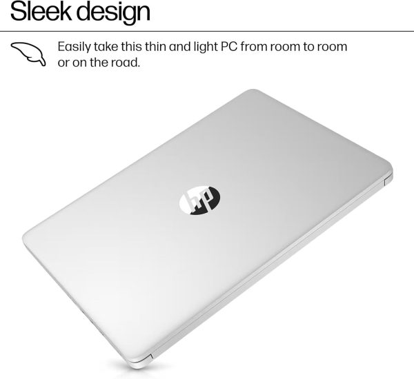 ⁦HP 14 Laptop Student Computer - New Version, Intel N150 Processor, 1-Year Microsoft 365, Windows 11 Pro, Copilot AI, Long Battery, 16GB RAM, 128GB UFS+256GB Micro SD, Sliver⁩ - الصورة ⁦3⁩