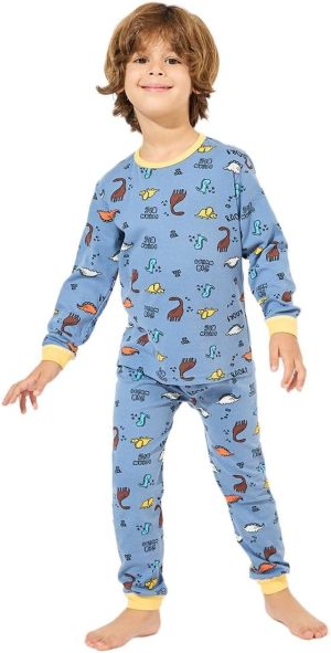 Styli Boys Dinosaur Printed Cotton T-Shirt & Pyjama Set