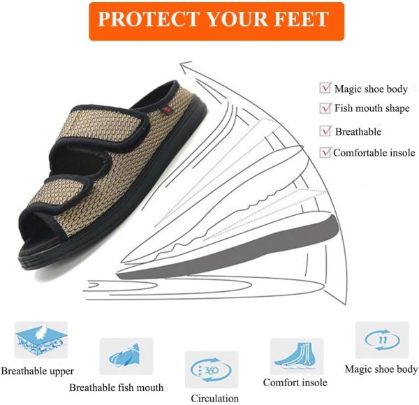 ⁦WEEOATAR Diabetic Slippers,Post Surgery Shoes,Medical Walking Shoes,Adjustable,Slip-on and Wide Orthopedic Shoes⁩ - الصورة ⁦3⁩