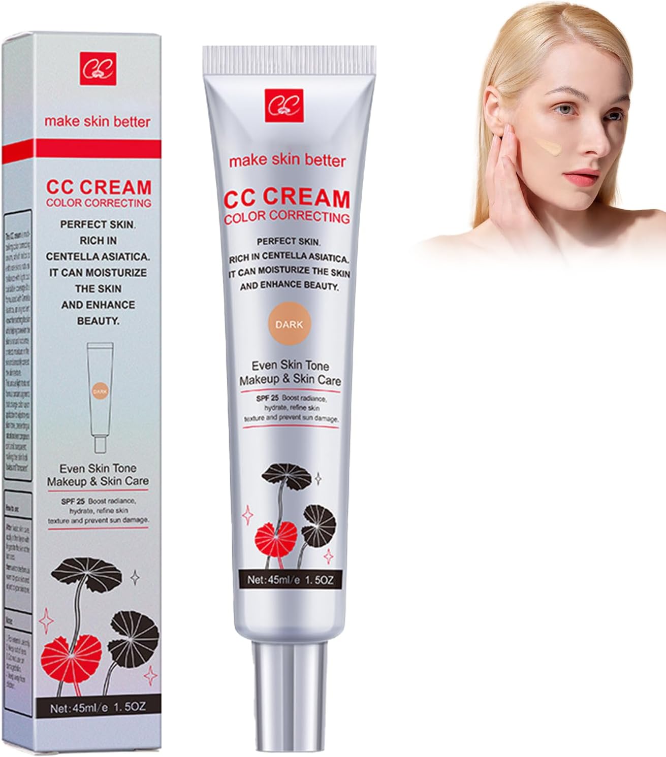 Lyaqbe Centella CC Cream,Color Correcting CC Cream,Concealer before Makeup to Brighten Skin Tone,Invisible Pores Concealer(Dark) 1 Lyaqbe Centella CC Cream,Color Correcting CC Cream,Concealer before Makeup to Brighten Skin Tone,Invisible Pores Concealer(Dark)