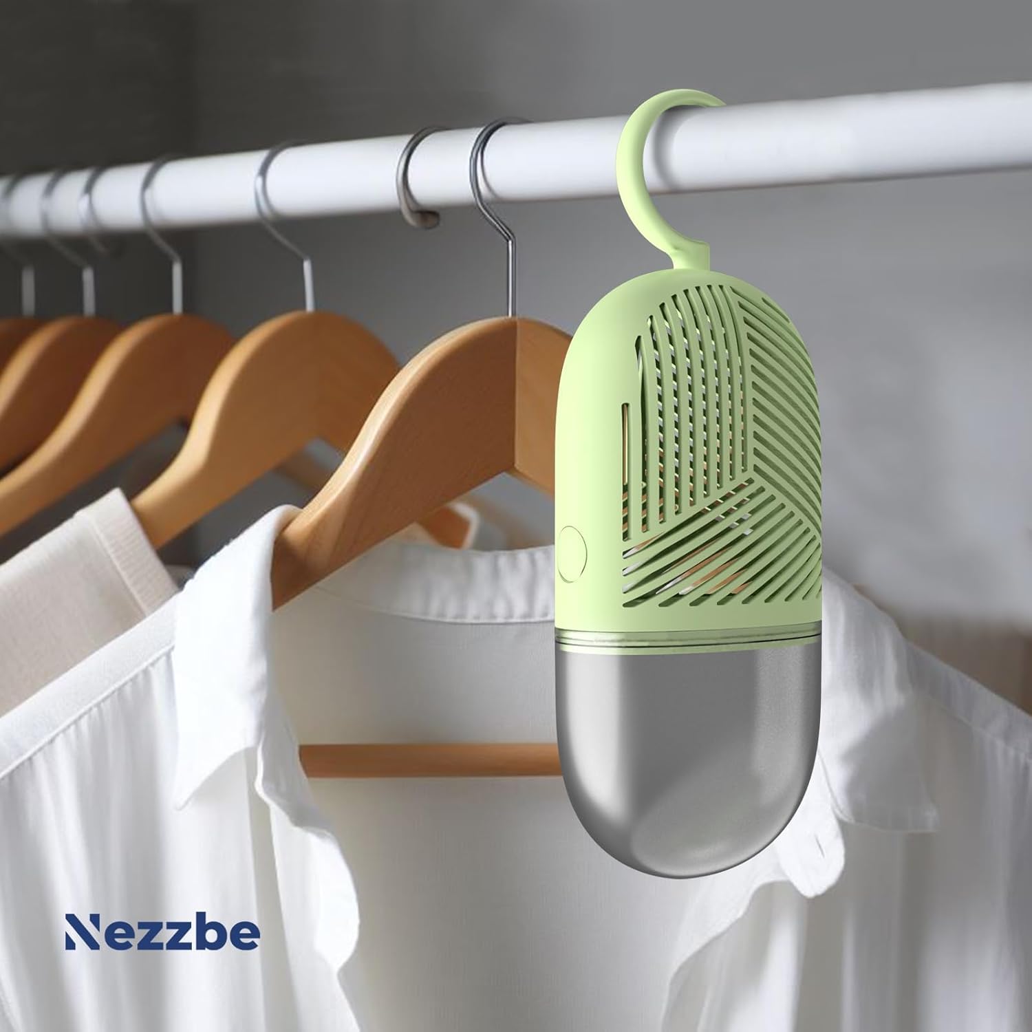 Hanging Moisture Absorber, 360° Ventilation Reusable Dehumidifier for Closet with 4 Refill Bags, Damp Rid Essentials for Wardrobes, Bedrooms and Bathrooms,(Green-2 Packs) 6 Hanging Moisture Absorber, 360° Ventilation Reusable Dehumidifier for Closet with 4 Refill Bags, Damp Rid Essentials for Wardrobes, Bedrooms and Bathrooms,(Green-2 Packs) - الصورة 6