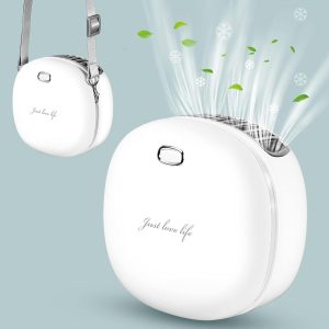 Mini Necklace Fan, Mini Handheld Fan with Lanyard Compact Travel Fan Lanyard Fan Wearable Fan Personal Necklace Fan Mini Cooling Fan Mobile Fan for Kids Woman Camping Outdoor Home Office Travel