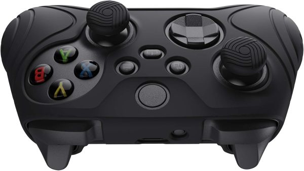 ⁦eXtremeRate PlayVital Samurai Edition Black Anti-slip Controller Grip Silicone Skin, Ergonomic Soft Rubber Protective Case Cover for Xbox Series S/X Controller with Black Thumb Stick Caps⁩ - الصورة ⁦7⁩