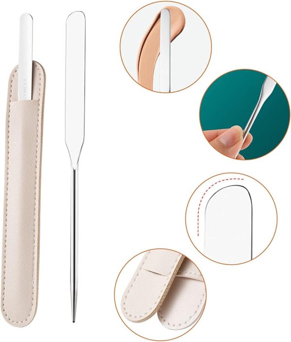 ⁦Boolygo Makeup Palette Stainless Steel Spatula with Palette, Stainless Steel Makeup Spatula and Palette Set, Professional Makeup Tool,Make Up Spatula Tool for Makeup Artist (3 in 1 Set)⁩ - الصورة ⁦7⁩