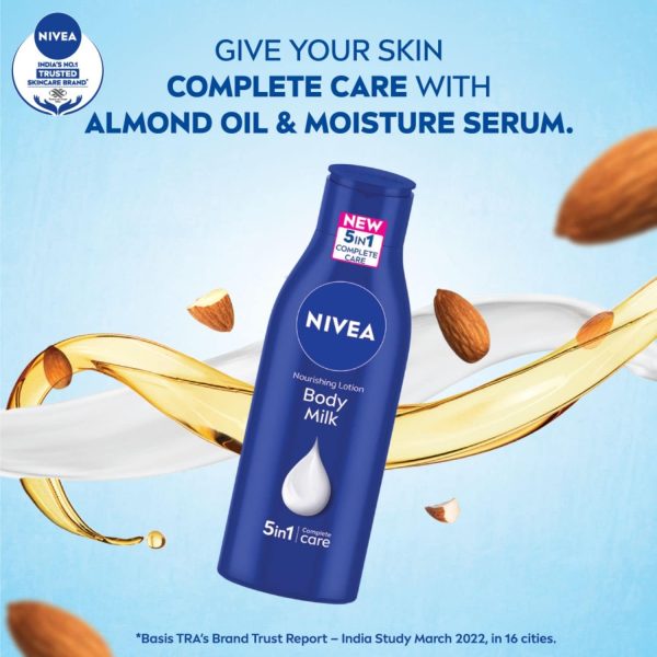 ⁦NIVEA Nourishing Lotion, Body Milk, 2X Almond Oil, 120ml⁩ - الصورة ⁦3⁩