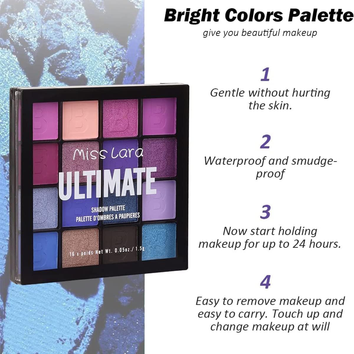 Joyzzz 16 Colors Eyeshadow Palette, Long Lasting Colorful Eye Shadow Plattet, Matte Glitter Eyeshadow, Blendable Long Lasting Waterproof Eye Shadow Pallet Make Up Pallet for Women Girls 2 Joyzzz 16 Colors Eyeshadow Palette, Long Lasting Colorful Eye Shadow Plattet, Matte Glitter Eyeshadow, Blendable Long Lasting Waterproof Eye Shadow Pallet Make Up Pallet for Women Girls - الصورة 2