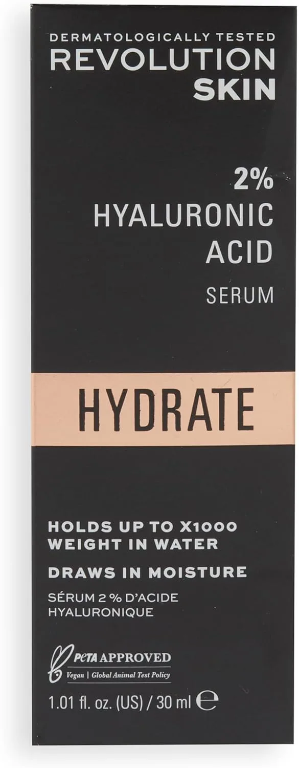 Revolution Skincare London Beauty Hyaluronic Acid Serum, Plumps, Softens and Hydrates Skin, 2% Solution, Lightweight Face Fragrance Free, 30 ml