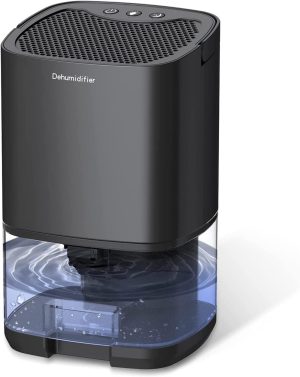 Arabest Home Dehumidifier 1000ML, Portable Mini Dehumidifier for 2500 cu ft (260 sq ft), Two Working Modes & 7 Color LED Lights, Silent Operation for Basement, Bedroom, Bathroom, Cabinet & RV, Black