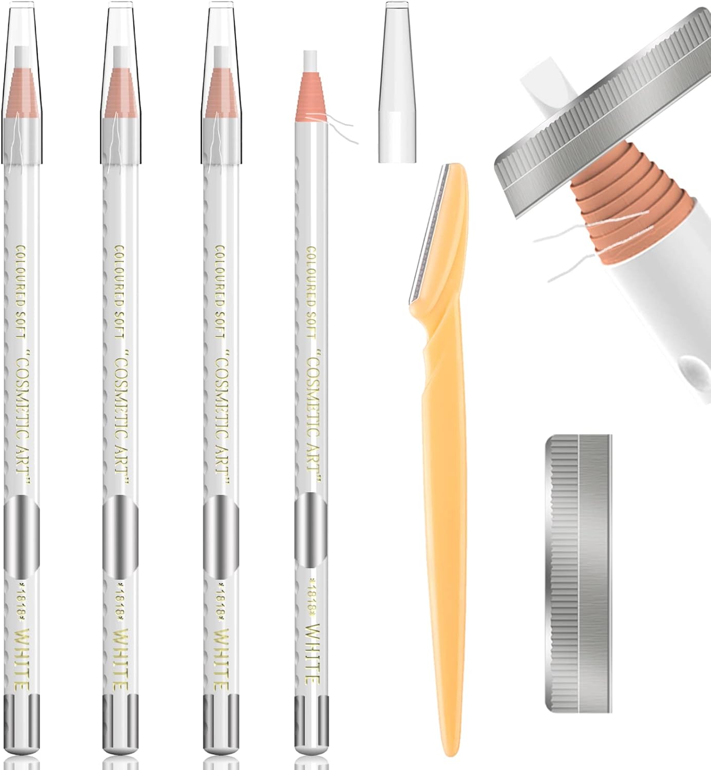 KAIQIKAIXI Tattoo Makeup And Microblading Supplies Kit-Permanent Eye Brow Liners For Marking In 5 Colors Waterproof Eyebrow Pencils Peel (white) 1 KAIQIKAIXI Tattoo Makeup And Microblading Supplies Kit-Permanent Eye Brow Liners For Marking In 5 Colors Waterproof Eyebrow Pencils Peel (white)