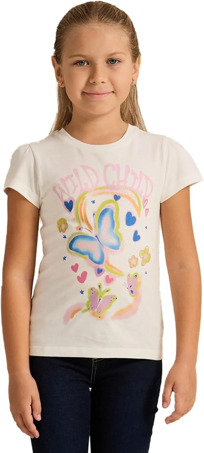 REDTAG Girls White Wild Child Placement Print Blouse