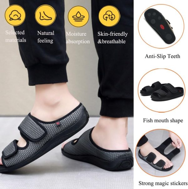 ⁦WEEOATAR Diabetic Slippers,Post Surgery Shoes,Medical Walking Shoes,Adjustable,Slip-on and Wide Orthopedic Shoes⁩ - الصورة ⁦5⁩