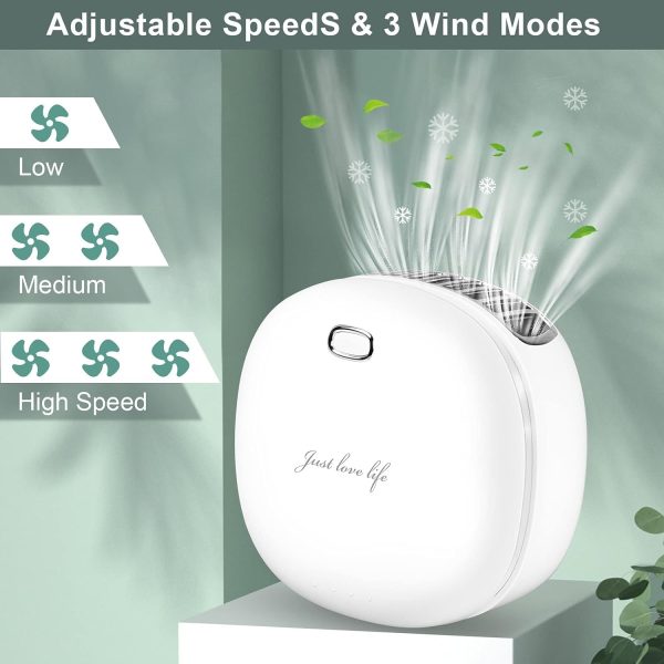 ⁦Mini Necklace Fan, Mini Handheld Fan with Lanyard Compact Travel Fan Lanyard Fan Wearable Fan Personal Necklace Fan Mini Cooling Fan Mobile Fan for Kids Woman Camping Outdoor Home Office Travel⁩ - الصورة ⁦2⁩