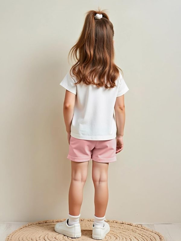 ⁦Xulinova Girls Butterfly Print T-Shirt & Shorts Set 4–8Y, ملابس اطفال بنات صيفية, ملابس, طقم العيد للبنات⁩ - الصورة ⁦3⁩