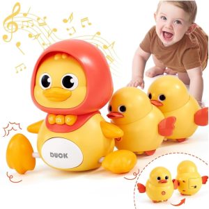 Crawling Baby Toys 6-12 Months, Musical Mother Duck and Ducklings Toy, Tummy Time Toys Moving Development Toy, for Girl Boy Shower Gifts (duckling)