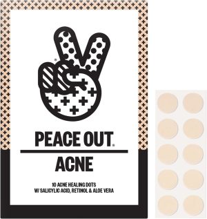 PEACE OUT Skincare Acne Dots, Hydrocolloid Pimple Patches Help Clear Blemishes Overnight, Award Winning Fast Acting Anti-Acne Solution (10 dots)
