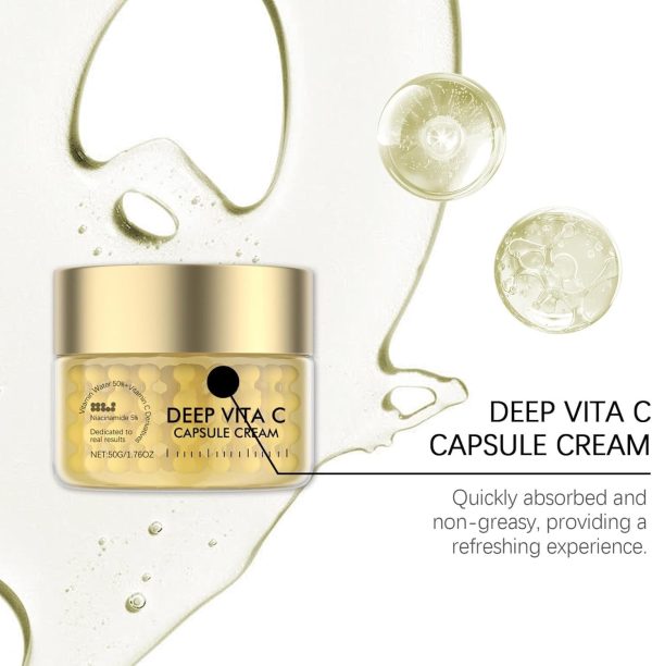 ⁦TERRIFI Deep Vitamin C Golden Capsule Face Moisturizer, Liposome Capsules for Wrinkle Reduction and Skin Radiance, Transparent Gel for Hydration and Glow⁩ - الصورة ⁦2⁩