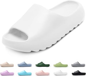 Cloud Slides for Women and Men, Pillow Slippers Comfy Non-Slip Beach Shoes Soft Bathroom Shower Shoes, Cushioned Thick Sole Sandals for Men Indoor Outdoor