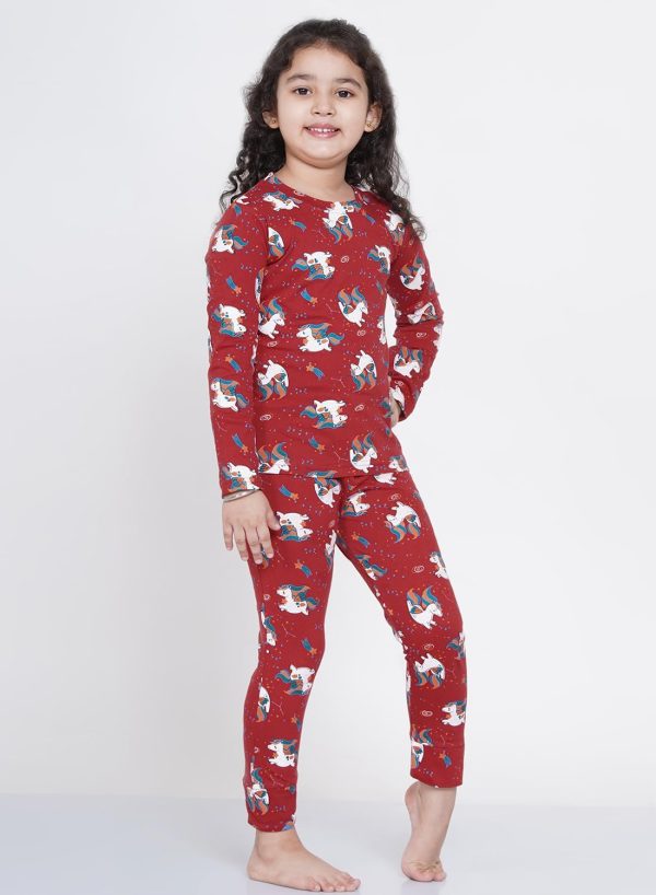 ⁦Lauren Smith Girl's Pajama Set Long Sleeve Top with pants 2 Piece Printed Sleepwear Cotton Girls Soft Pjs Lounge Set Kids nightwear sets⁩ - الصورة ⁦2⁩